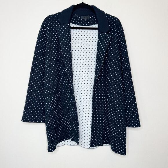 J. Crew 365 Sophie Open-front Polka dot Sweater Blazer in Navy/Ivory - Picture 5 of 16